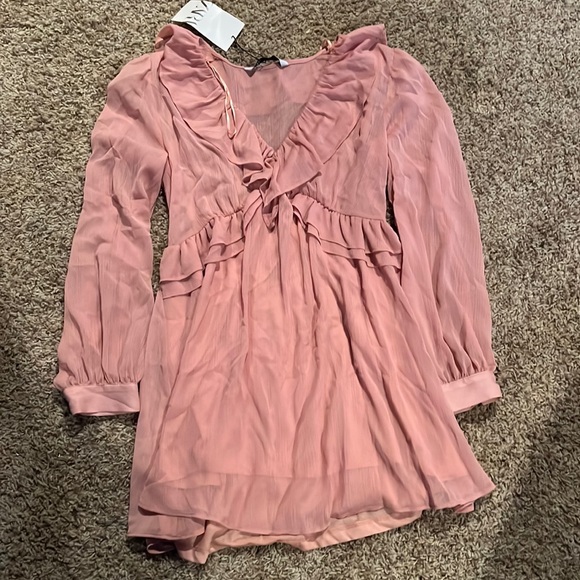 zara pink sheer dress Zara | Dresses | Bloggers Fave Zara Semi Sheer Cape Dress Pink Nwt